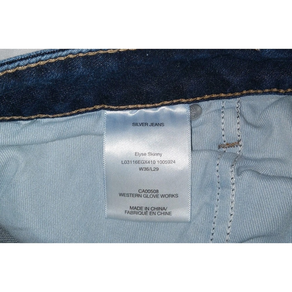 Silver Jeans Co Skinny Jeans Womens 20 Dark Wash Distressed Frayed Hem High Rise - Picture 11 of 16